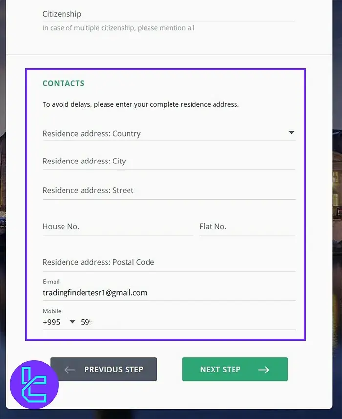 Dukascopy contact information form