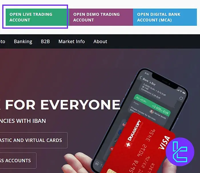 Start registration at Dukascopy