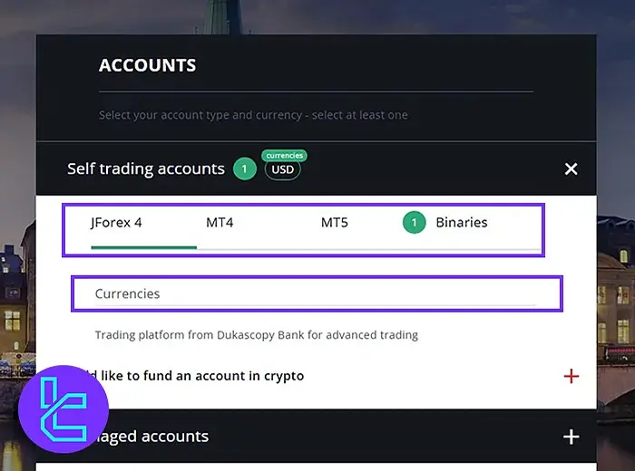 Dukascopy account currency and trading platform