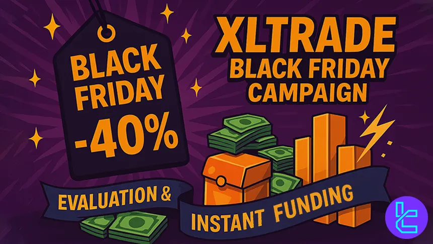 XLTrade Black Friday offer with 40% discount on Evaluation and Instant Funding programs