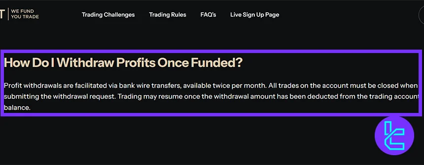 We Fund You Trade payout policy overview