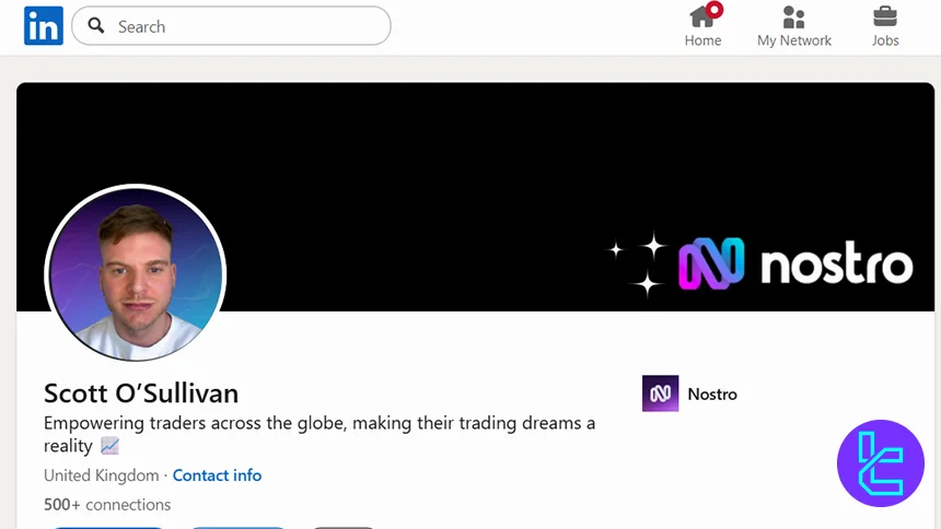 Profile-style layout showing Scott O’Sullivan’s professional details as COO of Nostro