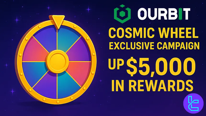 cosmic wheel showing the Ourbit campaign with a chance to win rewards up to $5,000