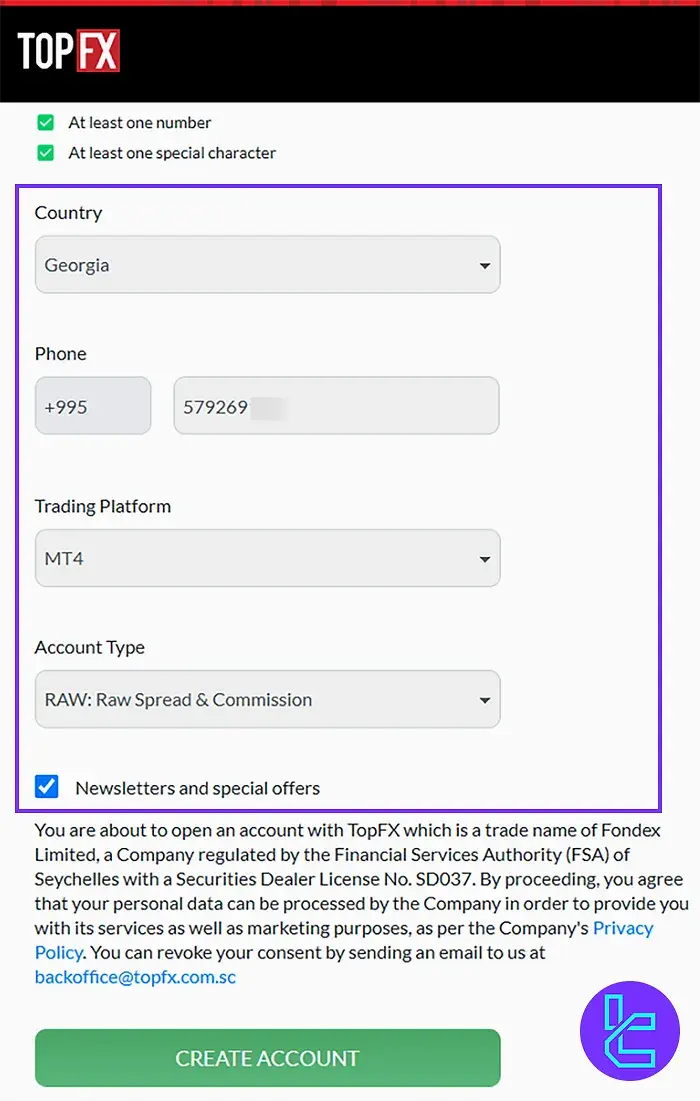 TopFX application form