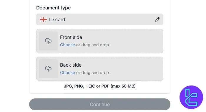 Upload documents on Trade Nation