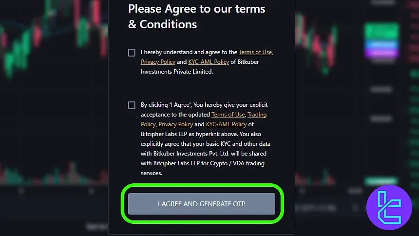 CoinSwitch OTP button