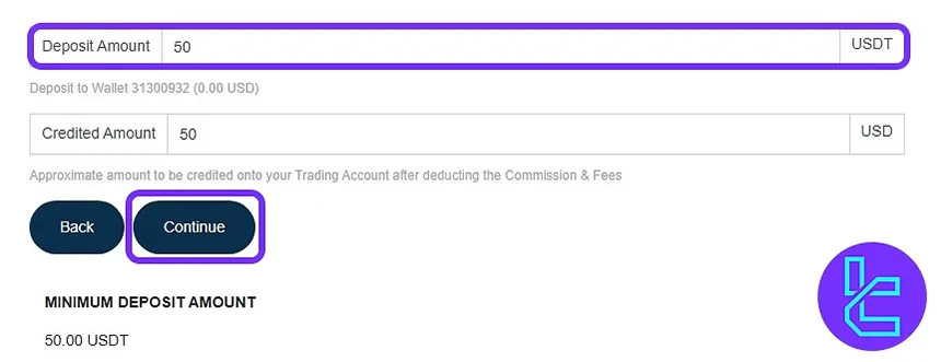 Preferred amount for Traders Trust TRC20 deposit