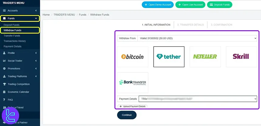 Begin Traders Trust TRC20 withdrawal