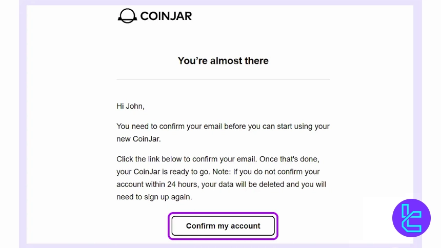 CoinJar account confirmation
