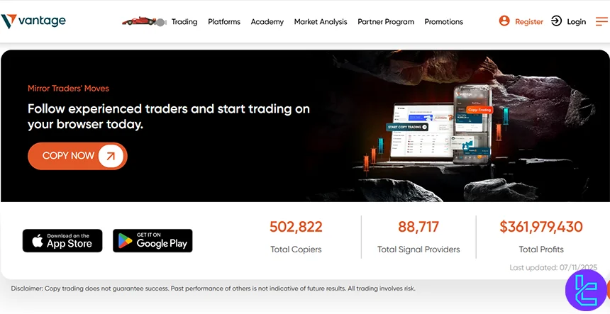 Vantage Markets copy trading