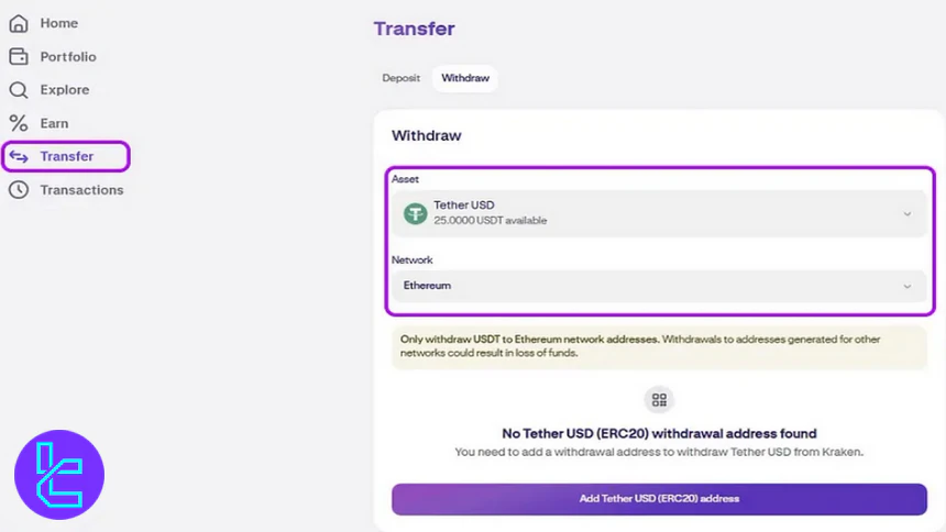 Kraken ERC20 Withdrawal
