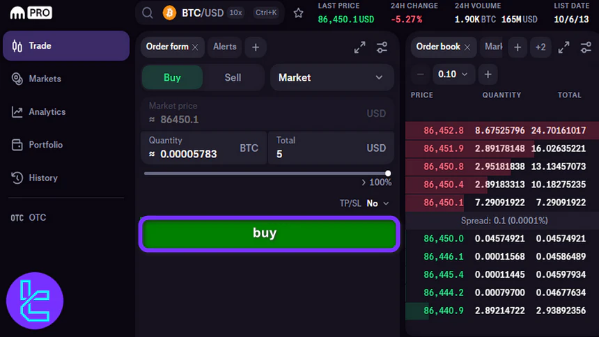 Kraken trade confirmation