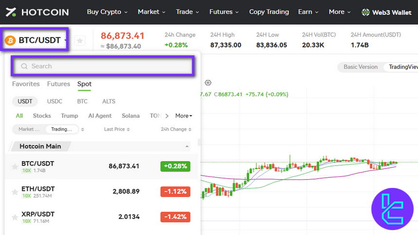 Hotcoin trading pair