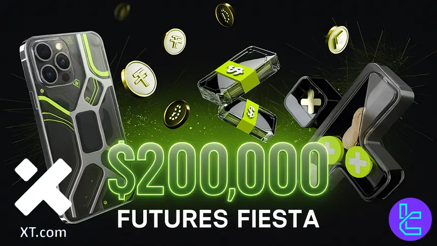 Promotional image showcasing XT.com Futures Festival bonuses and rewards