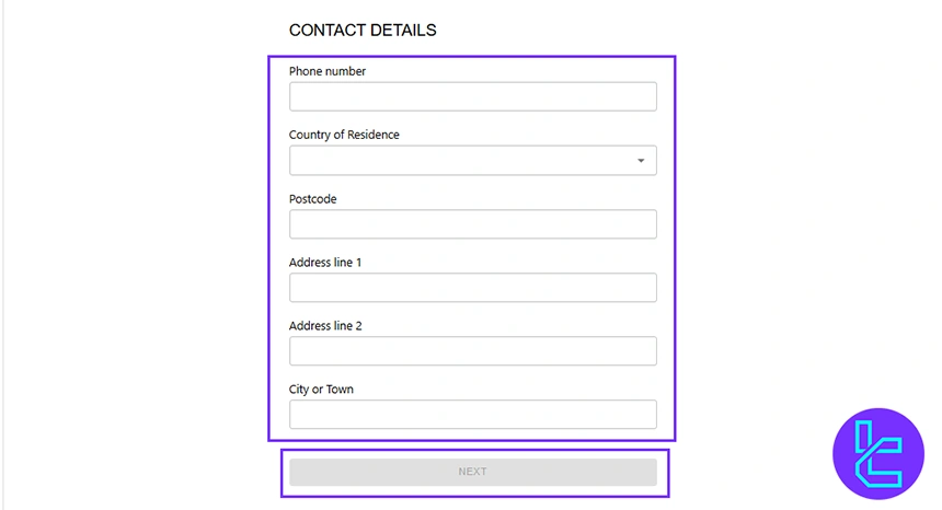 TD365 account contact information form