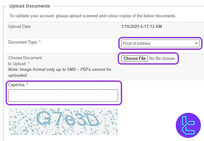 Upload proof of address for Yadix KYC