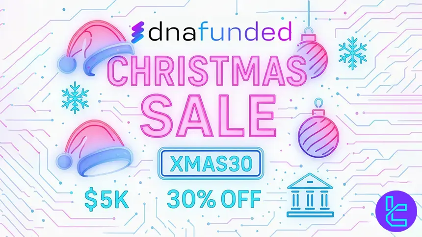 DNA Funded promo showcasing challenge discounts with code XMAS30