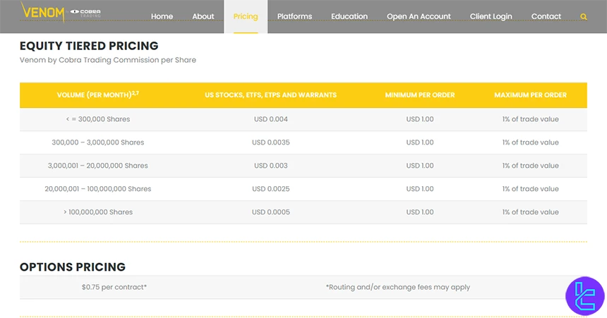 Venom Trading commission overview