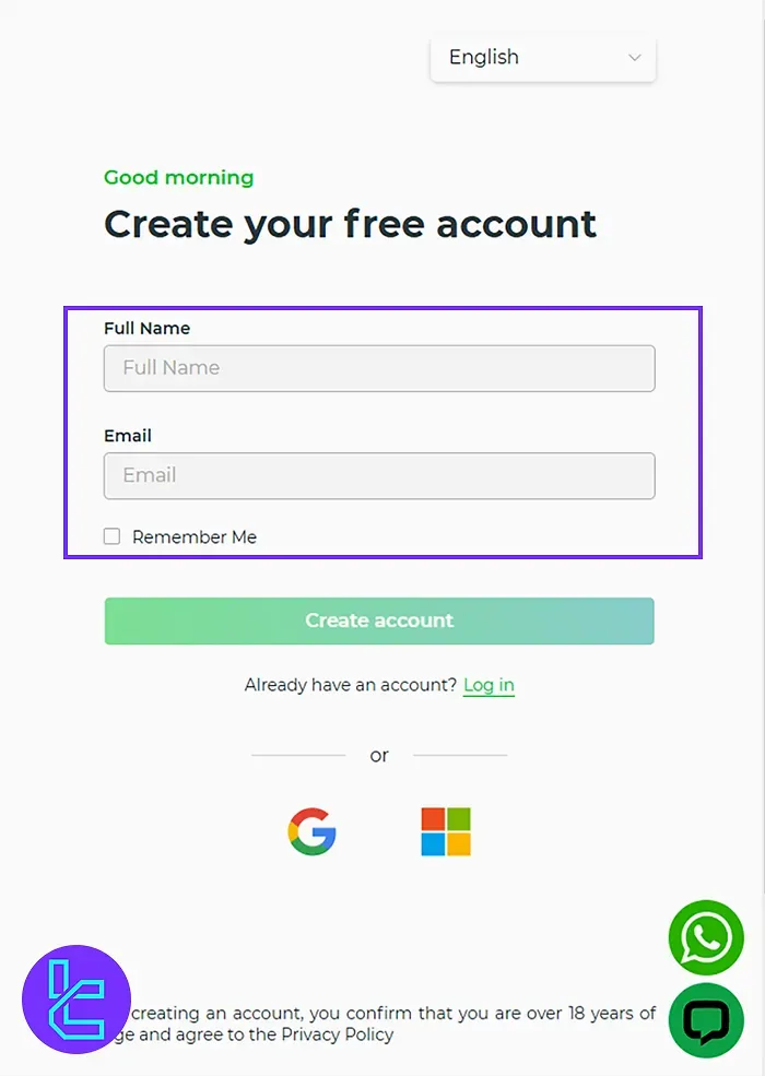 Personal details for Zero Markets registration