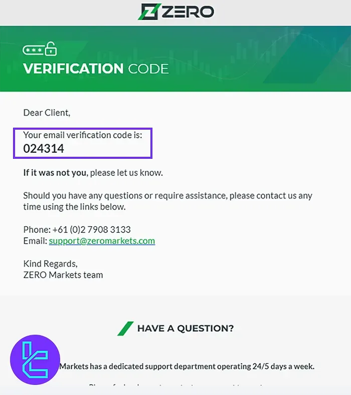 Zero Markets email verification code