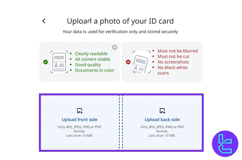 Upload photo of ID card on ZFX