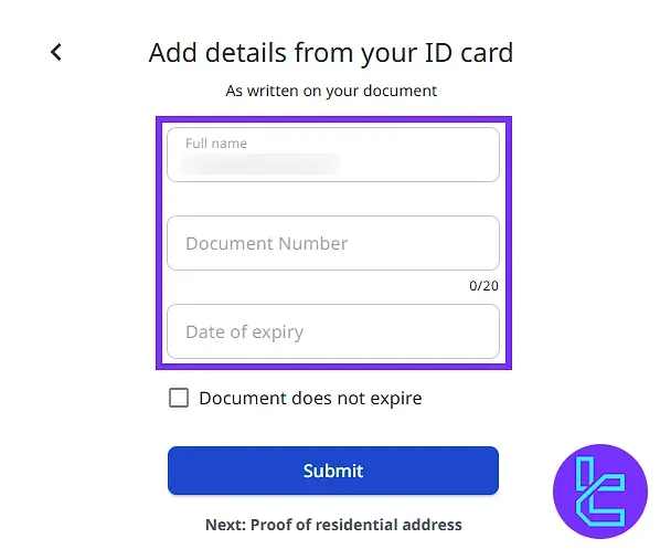 ID card form on ZFX