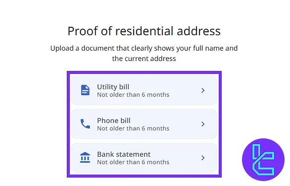 Prof of residential address form on ZFX