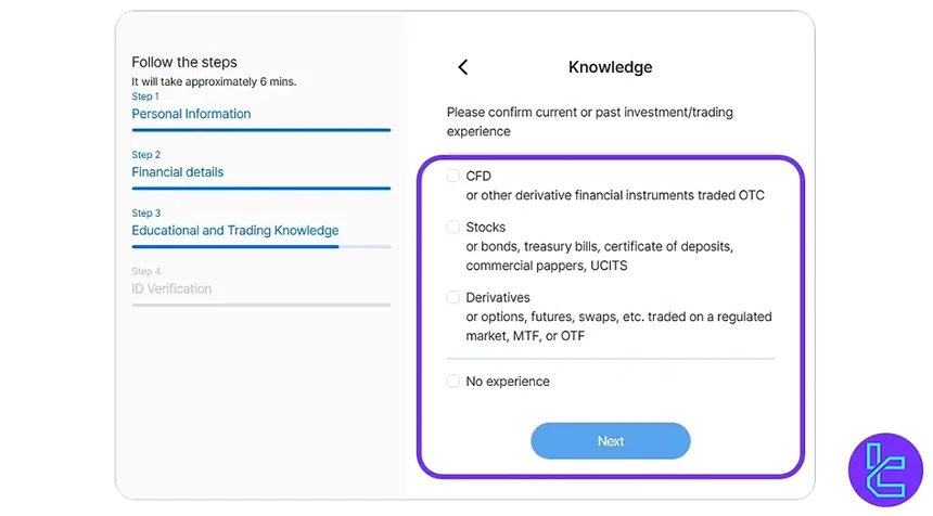 Answer Trading Knowledge Questions for Trive Invest registration