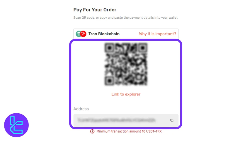 MarketsVox Tether TRC20 cash in QR wallet transfer