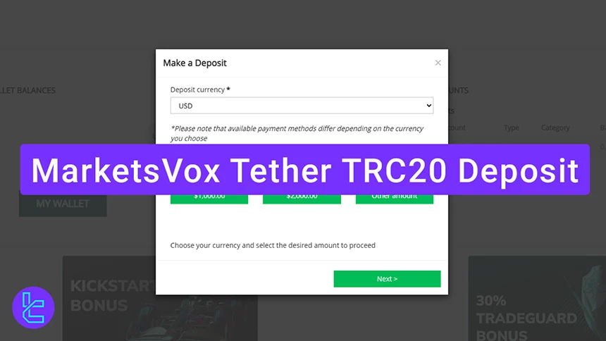MarketsVox Tether TRC20 cash in process