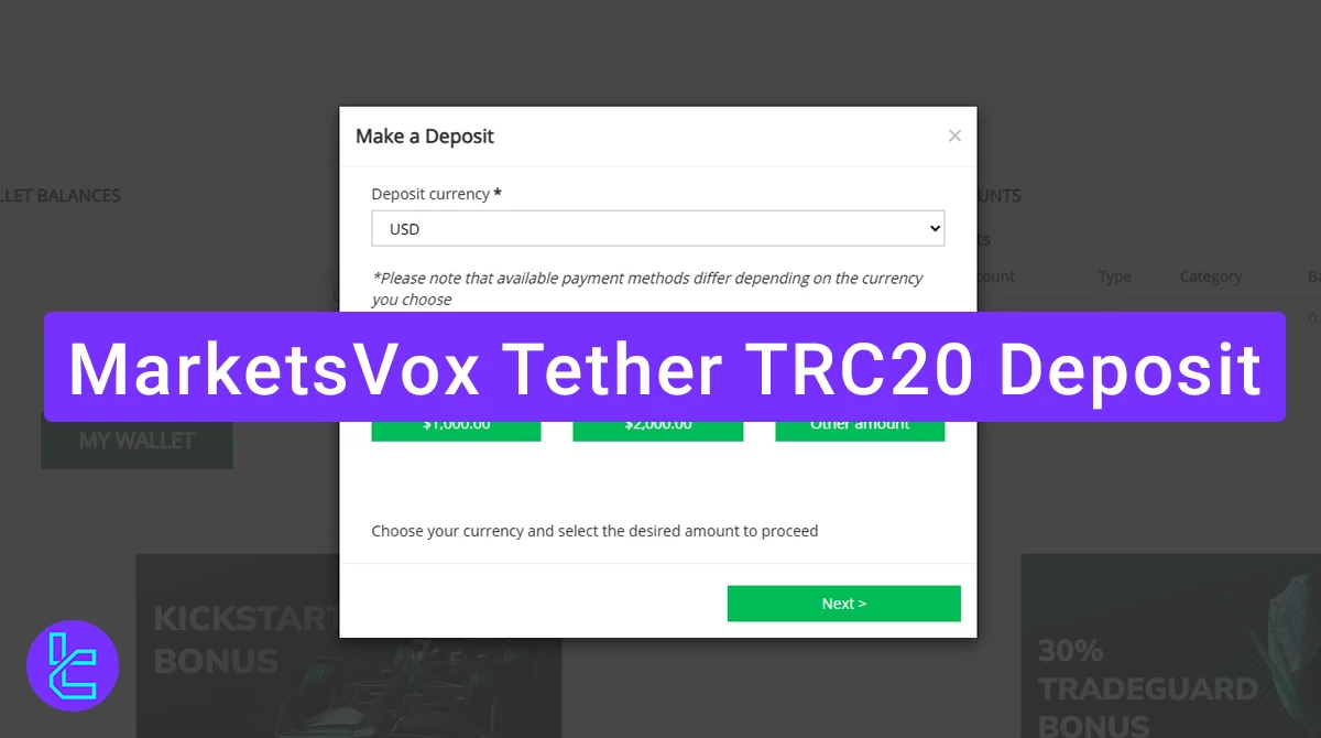 MarketsVox Tether TRC20 Deposit 2025 [Minimum Amount 10 USDT]