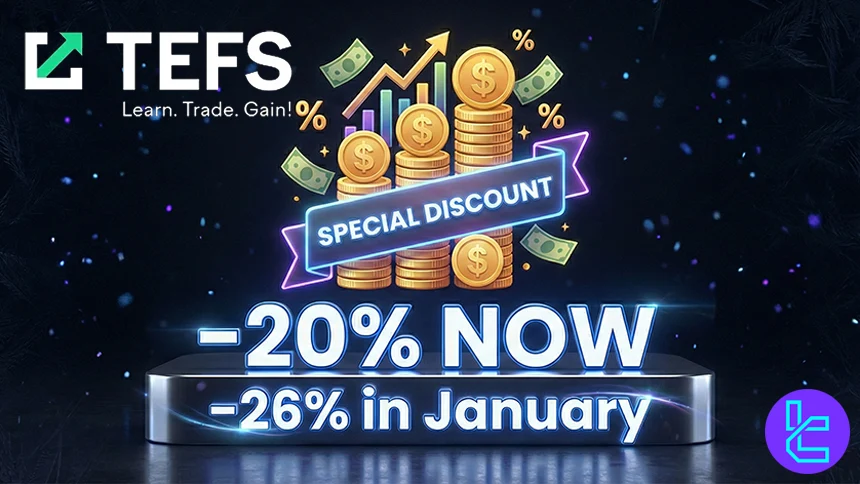 TEFS Prop Trading promotion with 20% sale and 26% January coupon offer