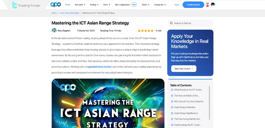 Article on training the Asian range trading strategy in the ICT style