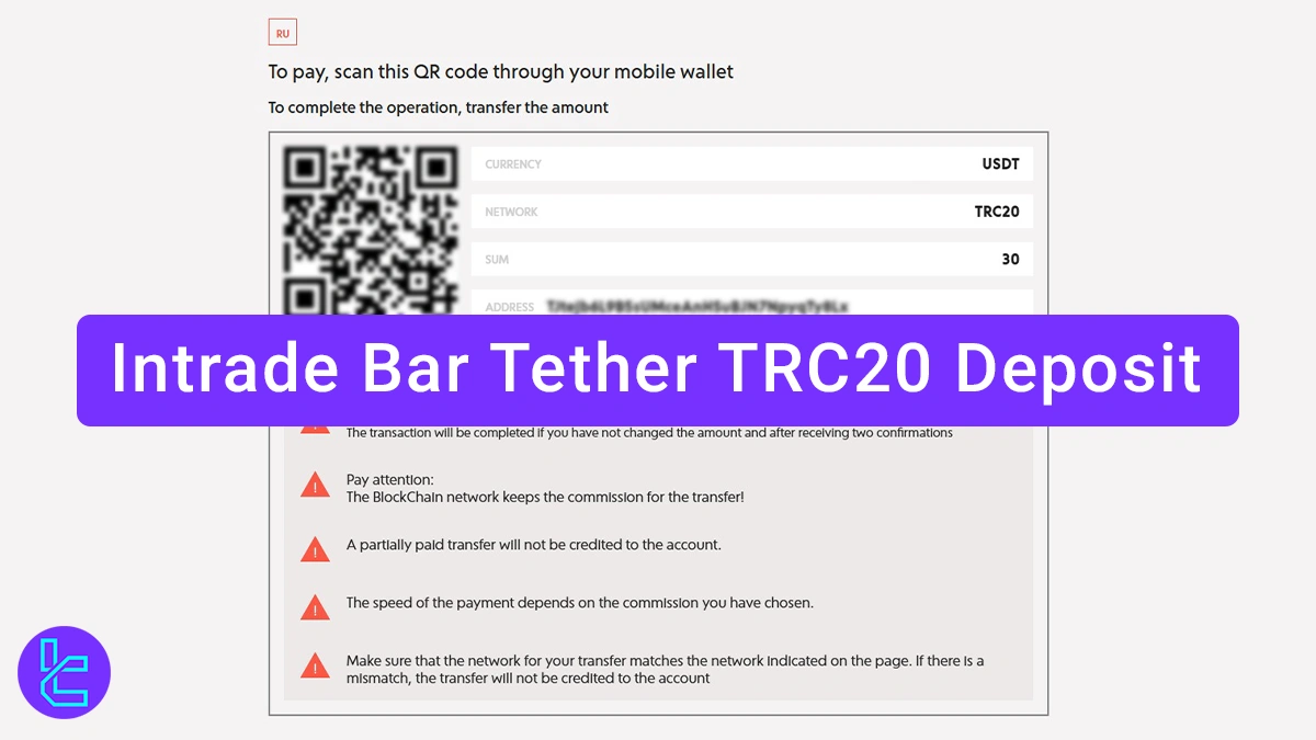 Tether TRC20 Intrade Bar Deposit - Fund a minimum of [$10] in 2025