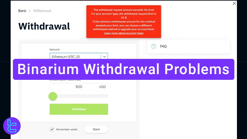 Binarium withdrawal problems