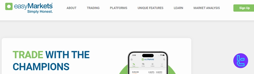 easyMarkets webpage