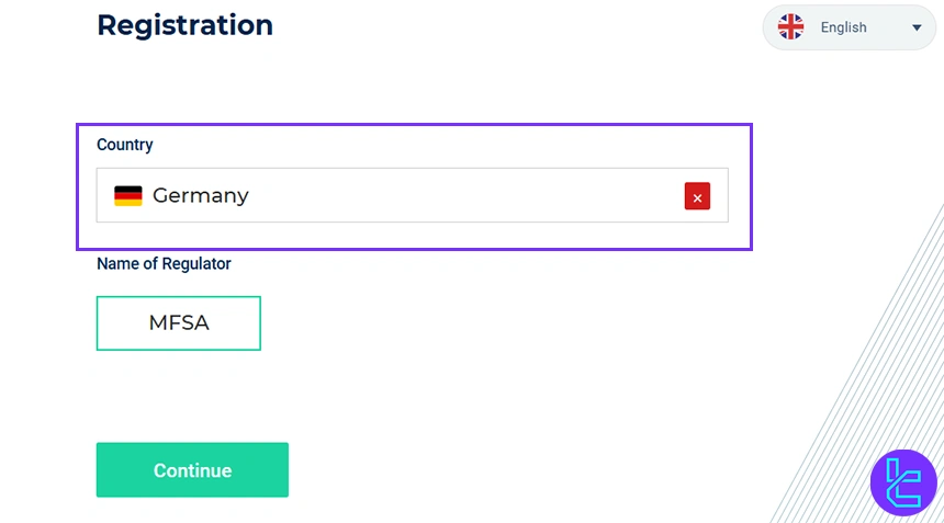 Tier1FX country selection