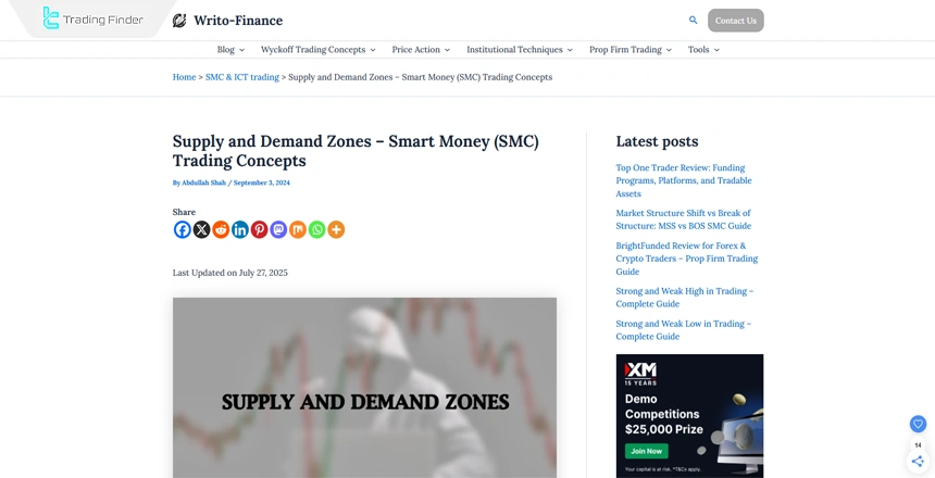 Article on training supply and demand zones in Smart Money