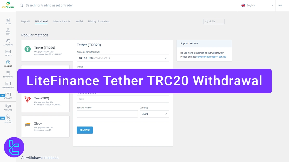 LiteFinance Tether TRC20 Withdrawal - Cash-outs within [24 Hours] 2026