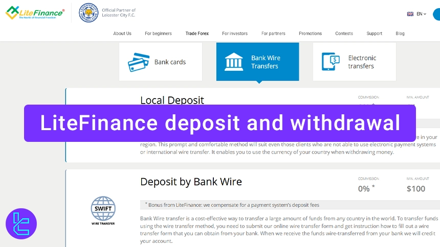 LiteFinance deposit and withdrawal methods