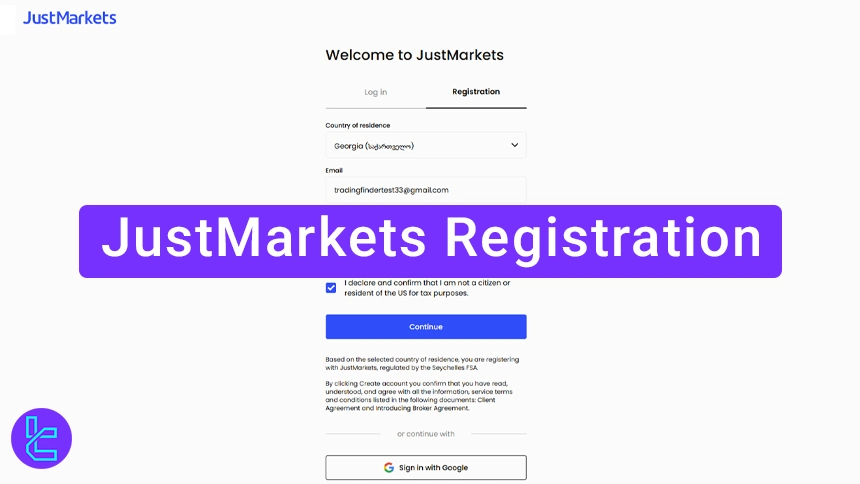JustMarkets Registration