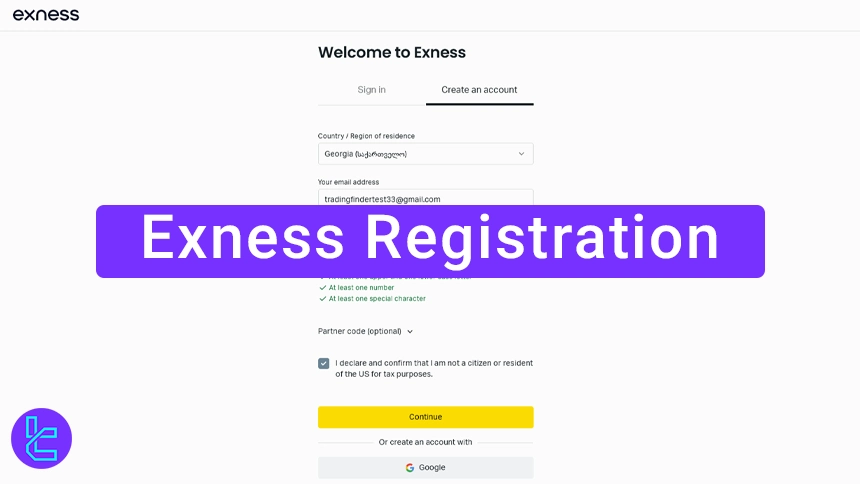 Exness Registration