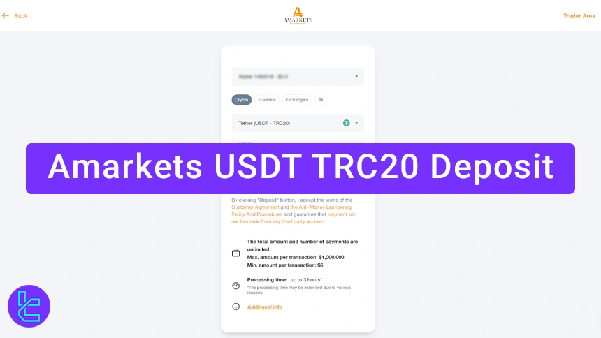 Amarkets TRC20 deposit guide