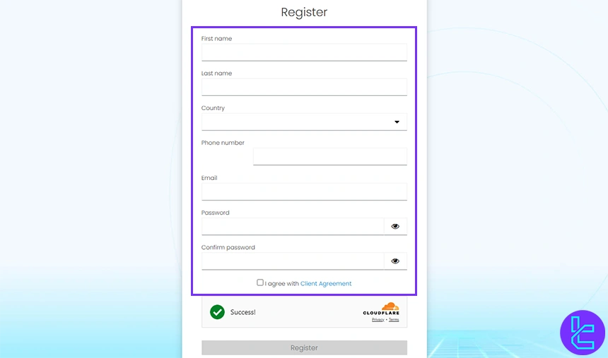 CapitalXtend registration form fields