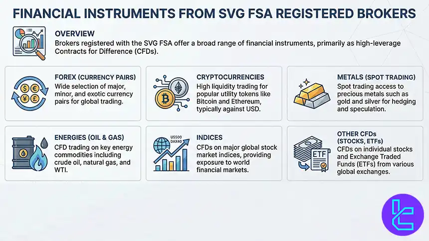 Tradable instruments in SVG FSA regulated brokers