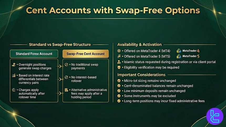 Swap-free trading in cent accounts