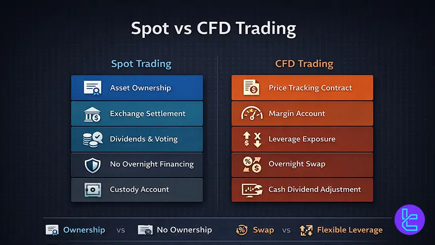 Spot vs CFD trading flow illustration