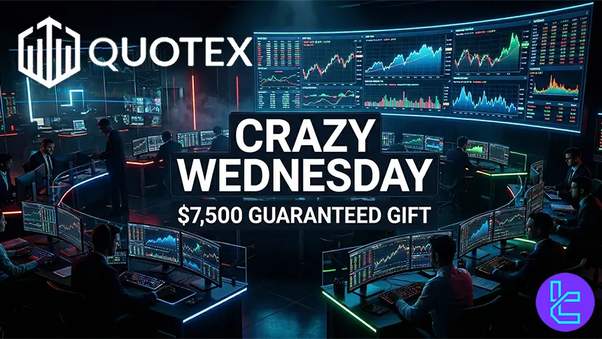 Quotex Crazy Wednesday tournament with $100 trading balance and $7500 prize pool competition