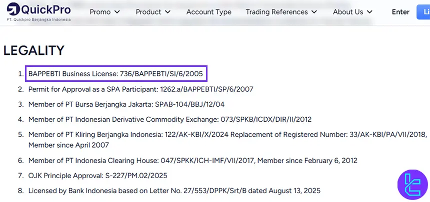 QuickPro license and regulation