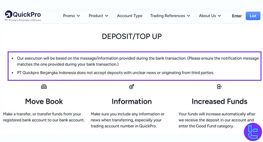 QuickPro deposit details